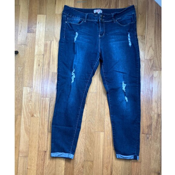 ONE Point EIGHT 1.8 Juniors Size 17 Distressed Cuffed Ankle Jeans - Picture 1 of 6